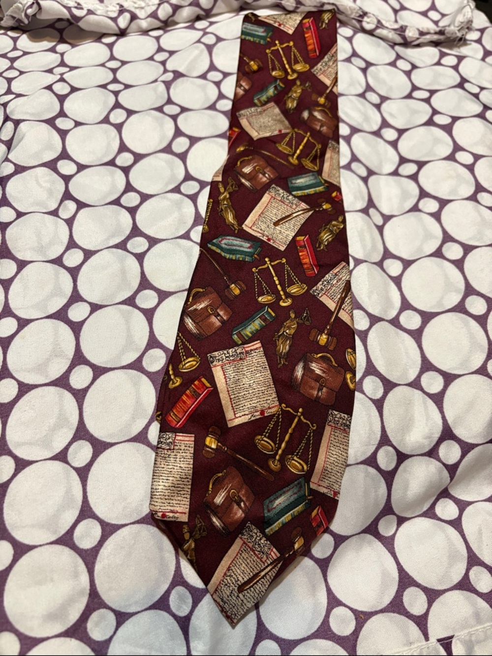 Men's Burgundy Legal Motif Tie